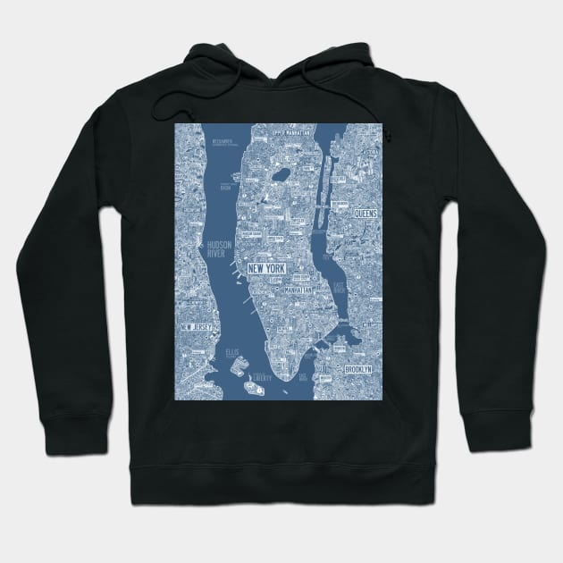 New York city blue map Hoodie by ol1ie